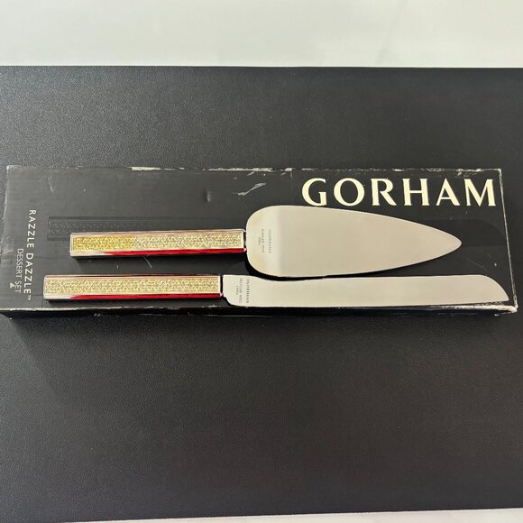Gorham "Razzle Dazzle" Clear Dessert Set (Cake Knife & Server) Stainless Steel - Picture 4 of 10
